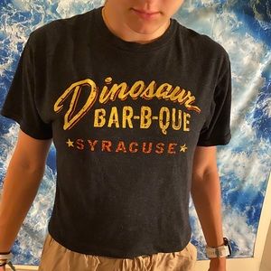 VINTAGE Dinosaur BBQ Cropped T Shirt S